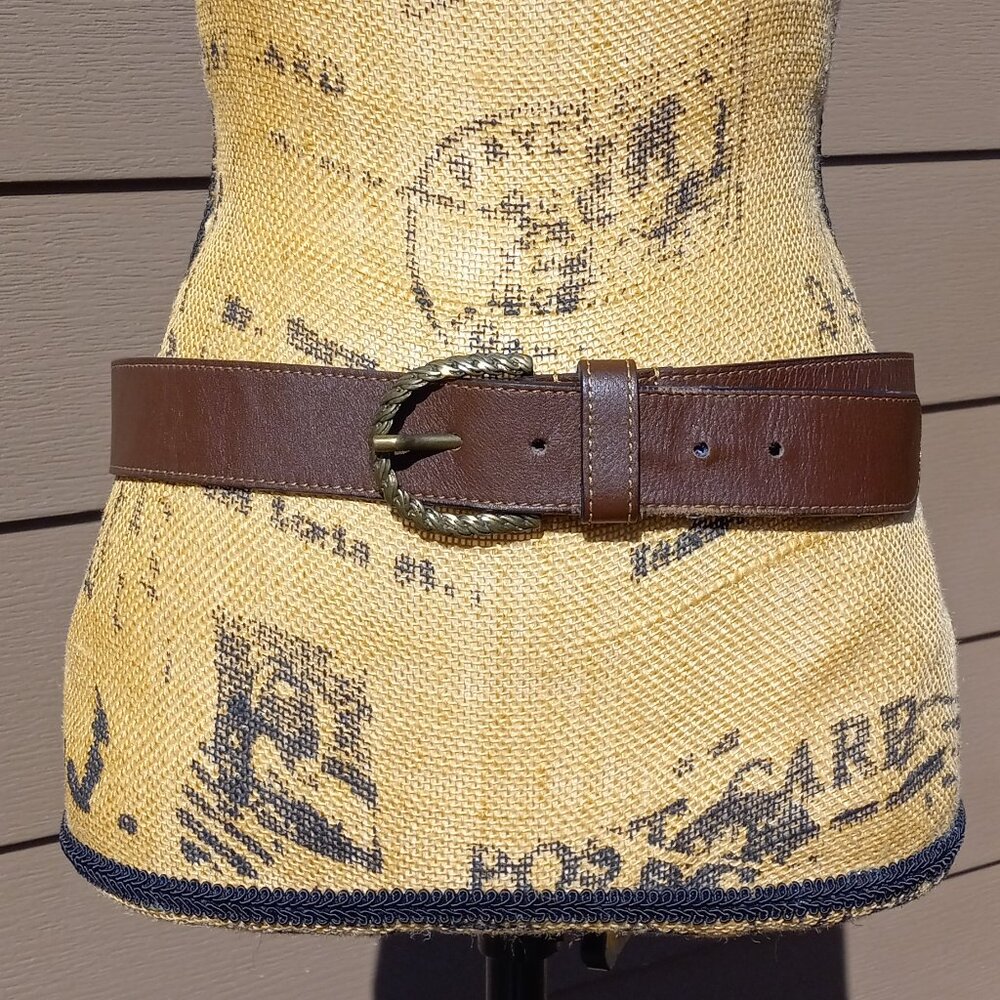 Berge Brown Leather Belt Made in Italy Size M